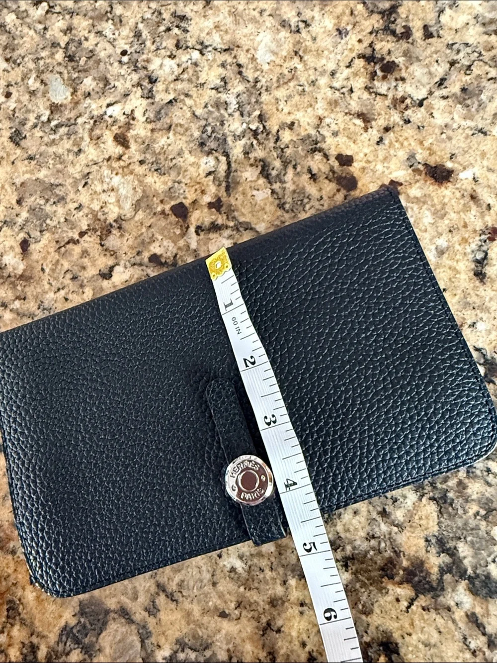 Black Pebbled Leather Wallet Card & Passport Holder with Silver Snap